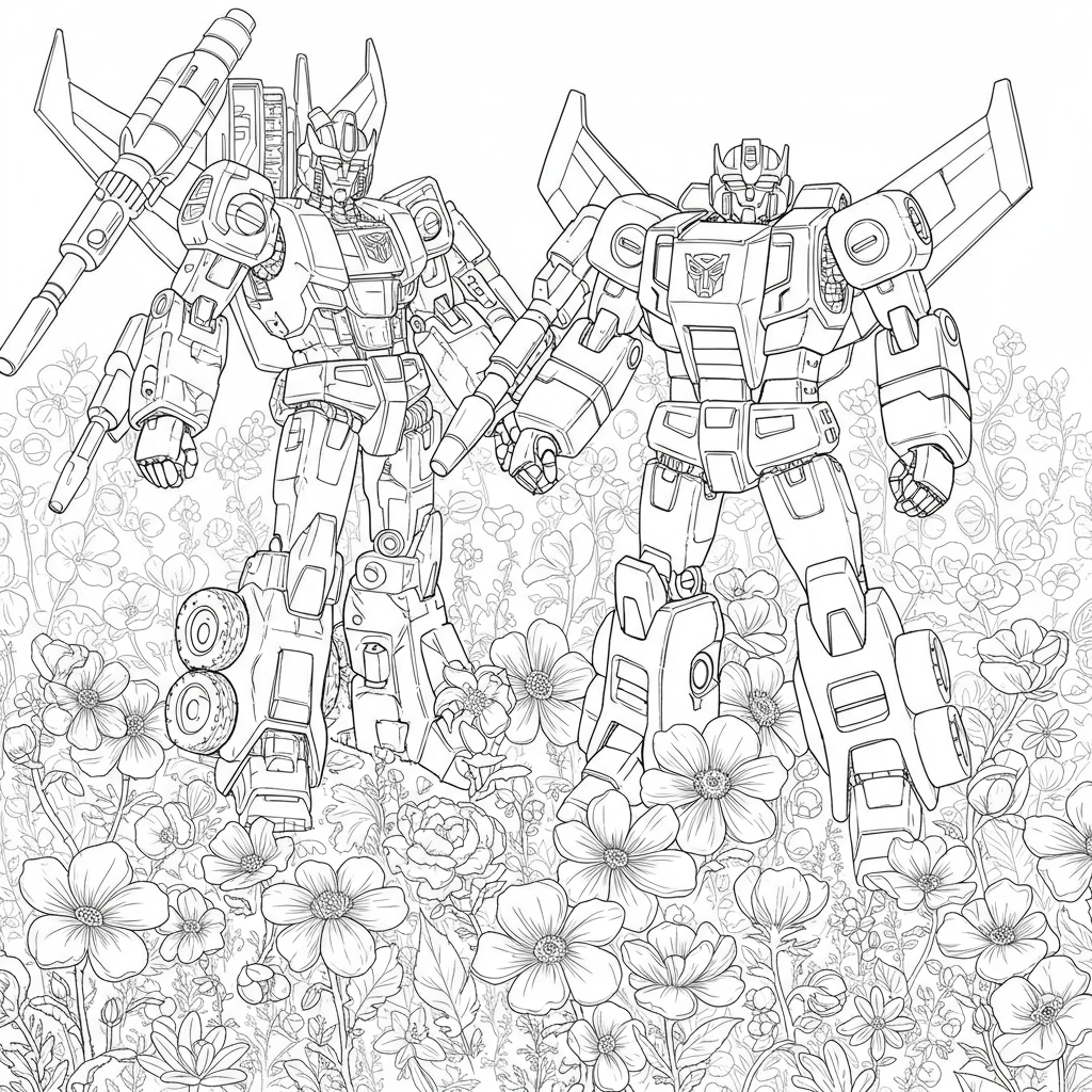 transformers flowers coloring page