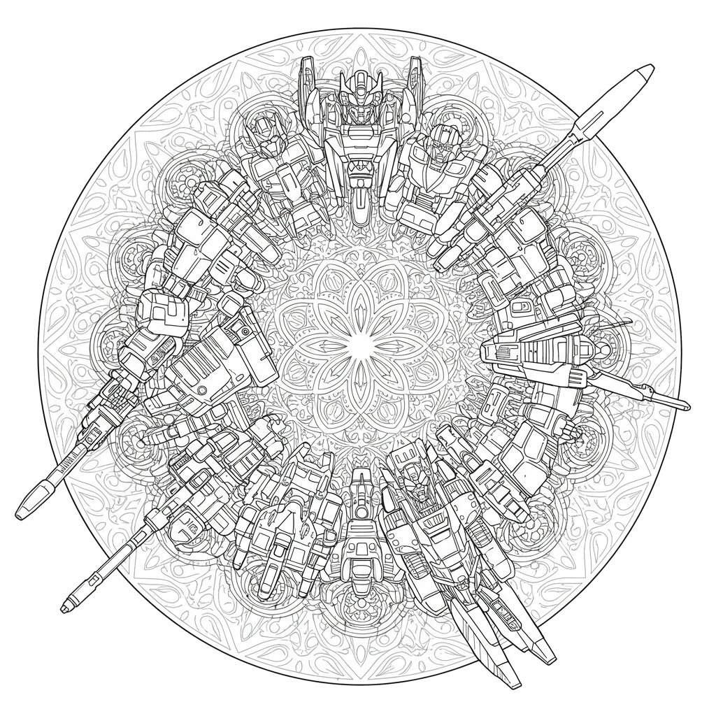 transformers mandala coloring page