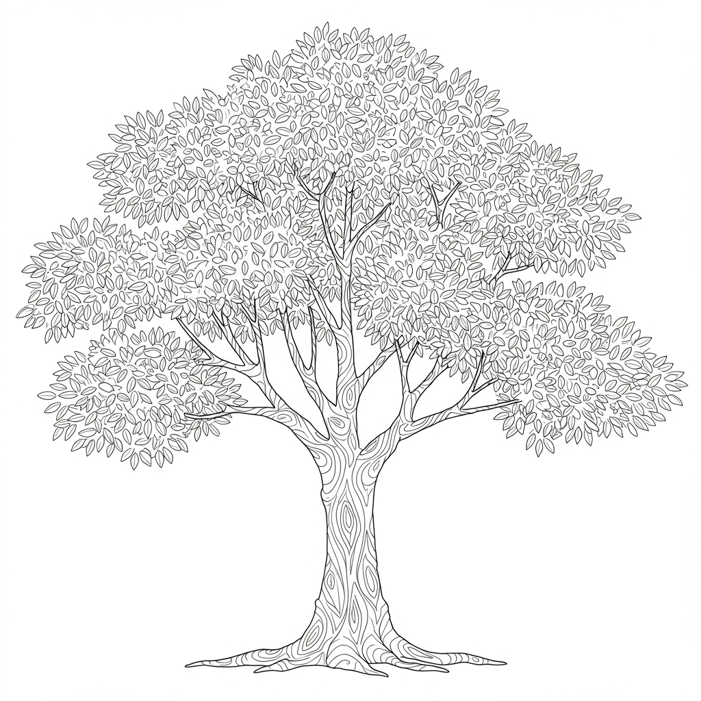 tree detailed coloring page