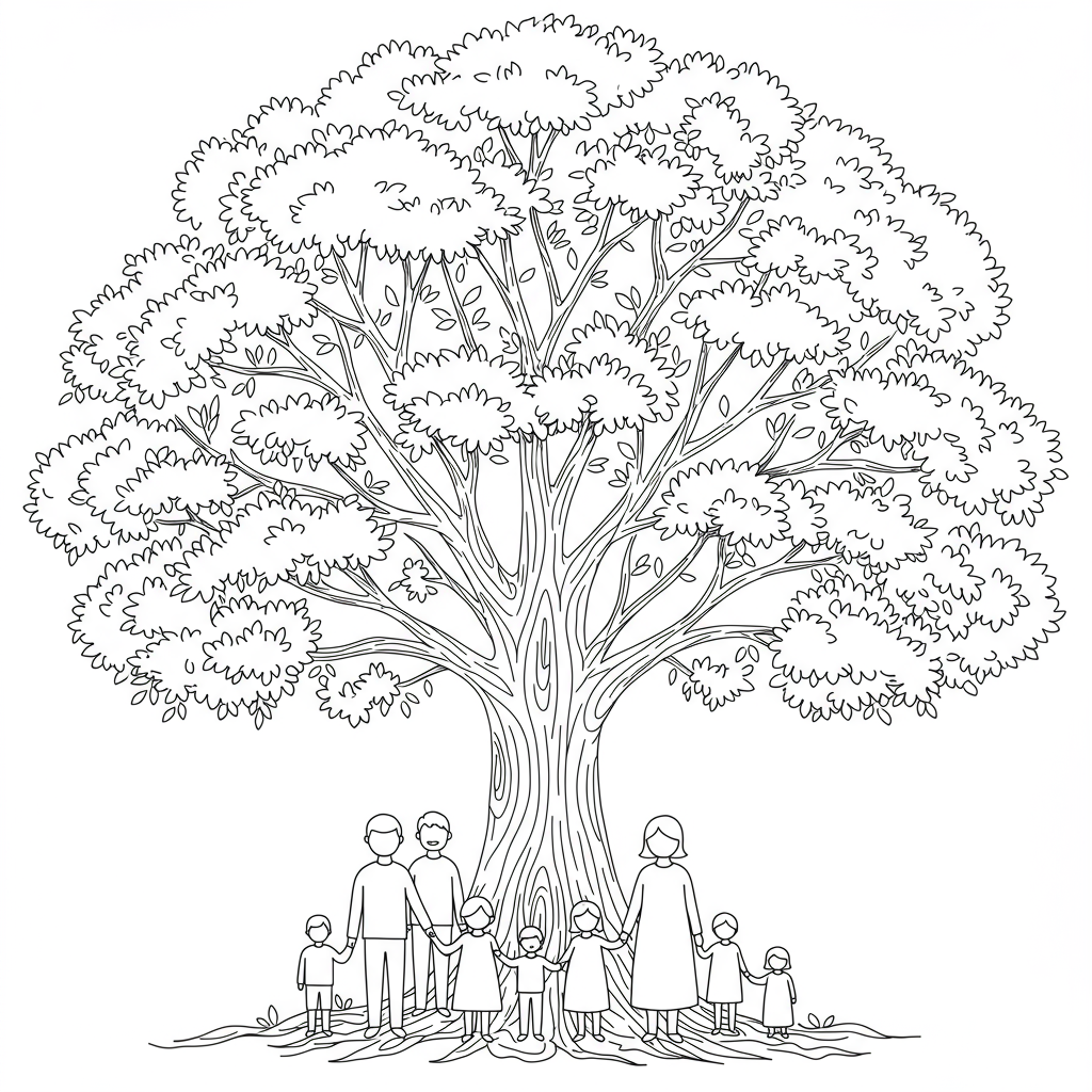 tree family coloring page