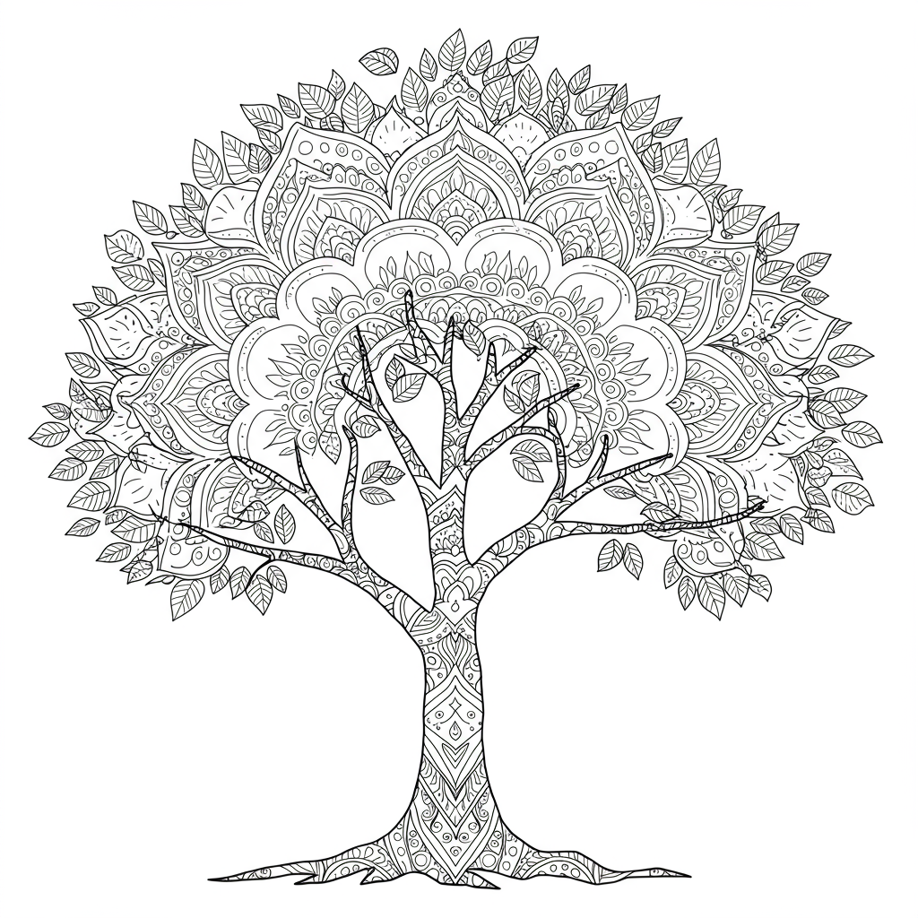 tree mandala coloring page