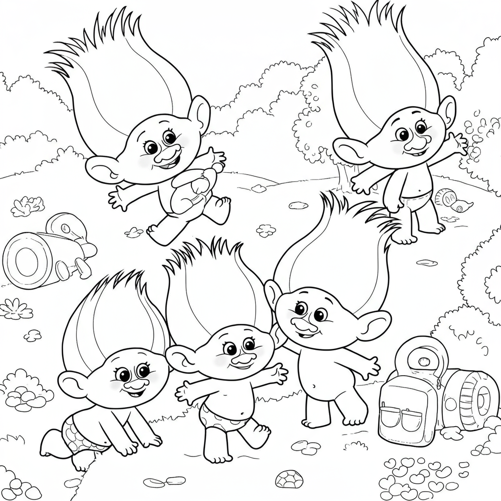 trolls baby coloring page