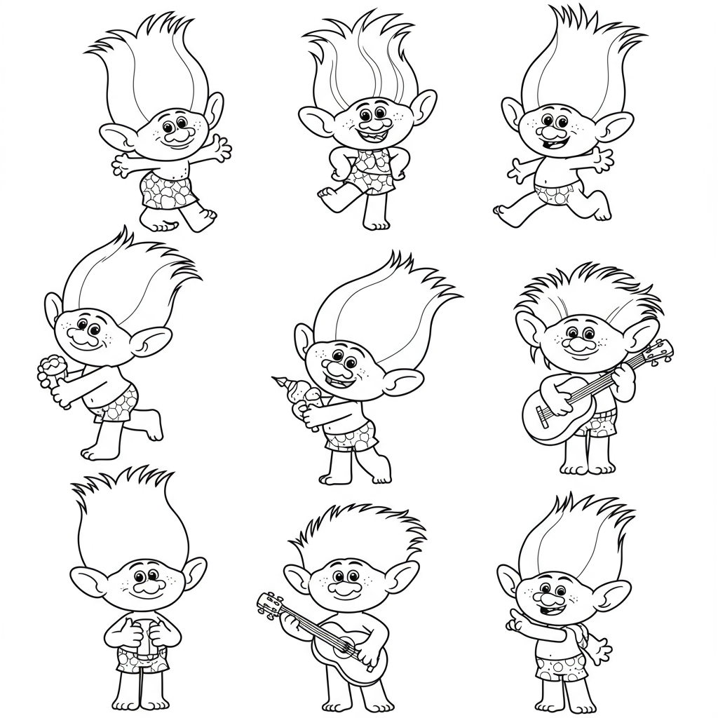 trolls easy coloring page