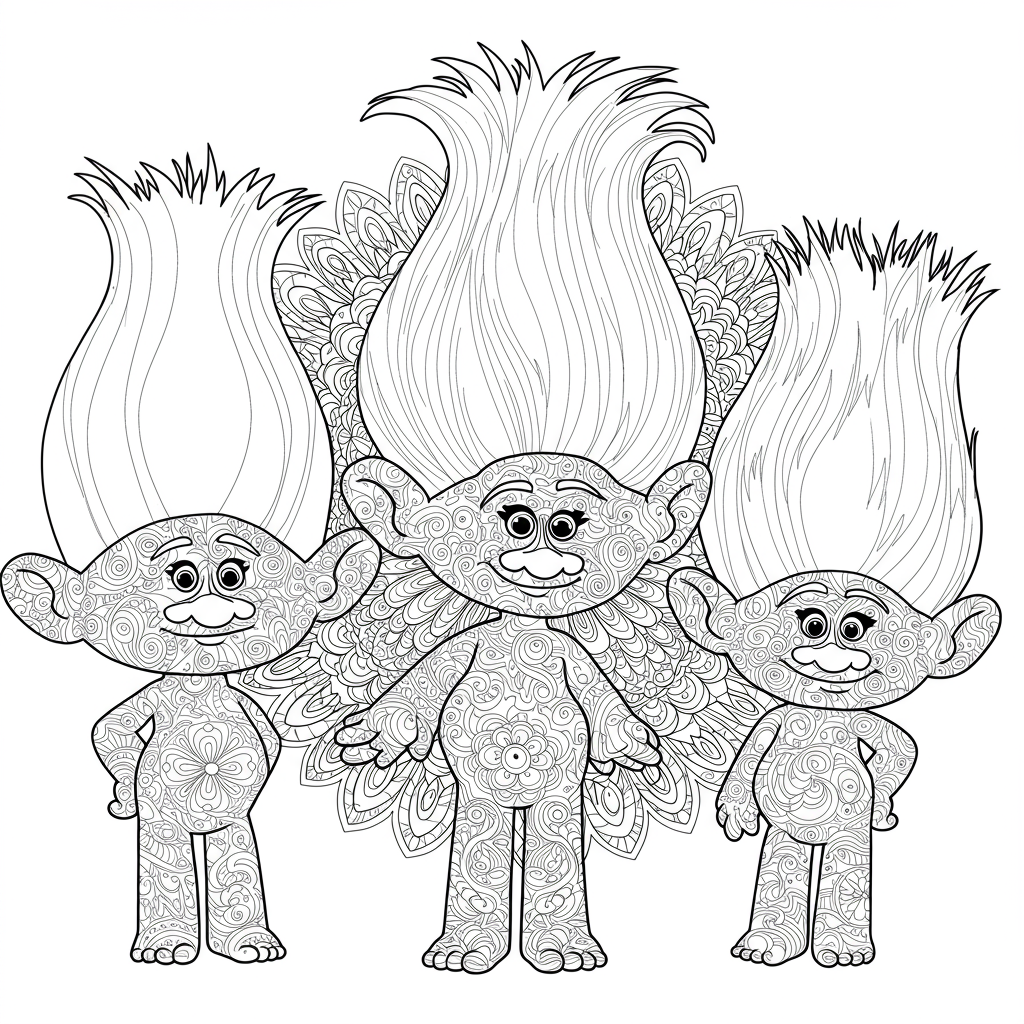 trolls mandala coloring page
