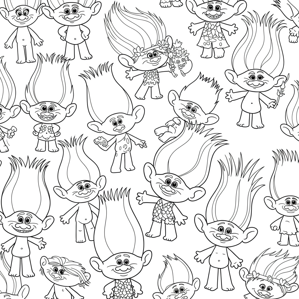 trolls pattern coloring page