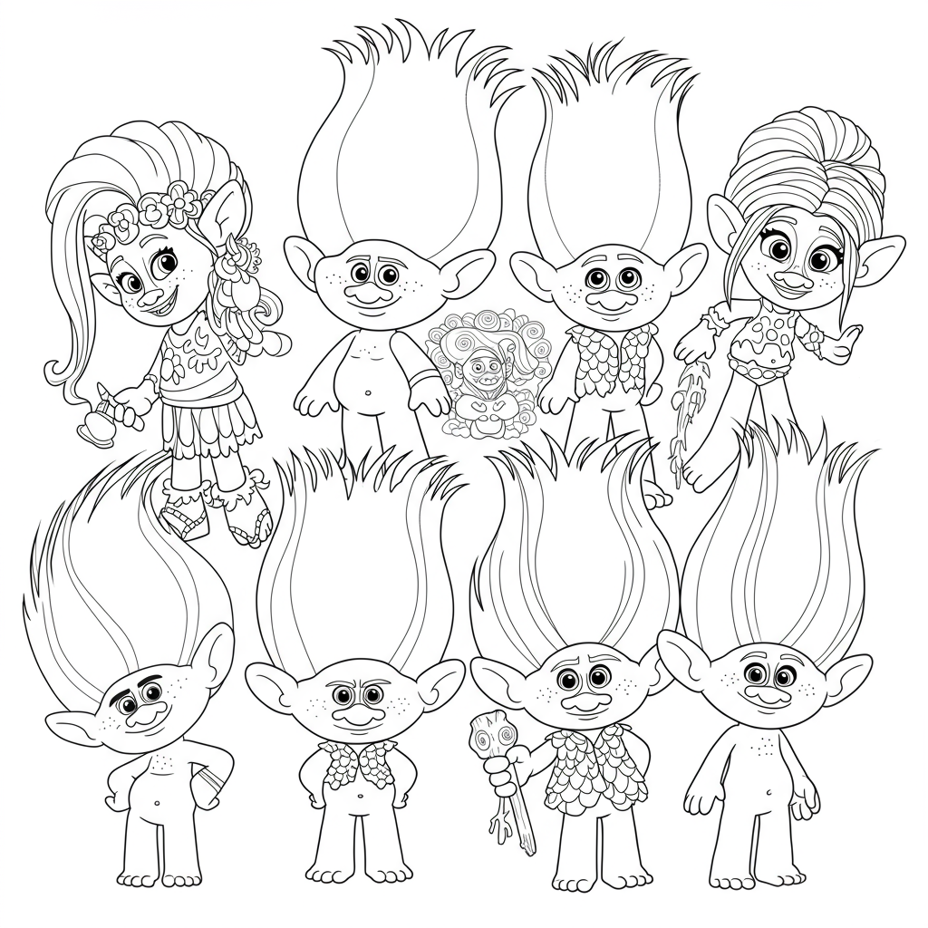 trolls portrait coloring page