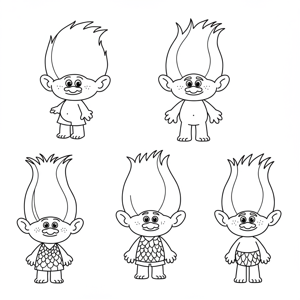 trolls simple coloring page