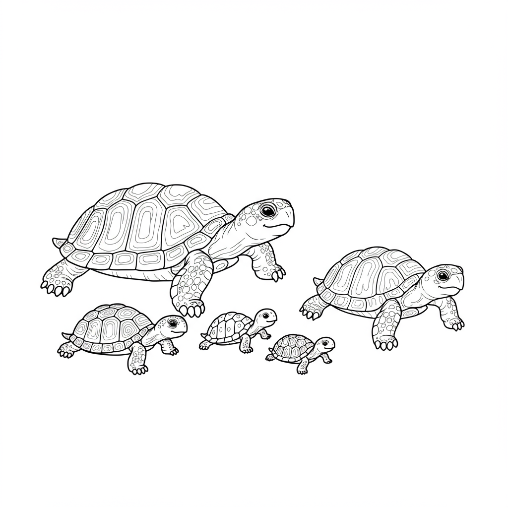 turtle family coloring page
