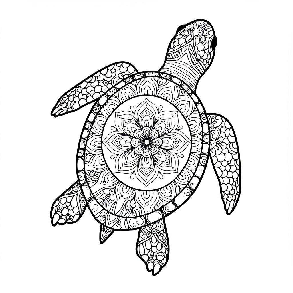 turtle mandala coloring page