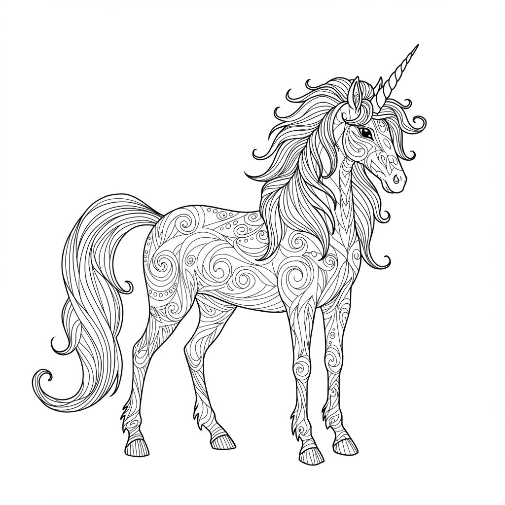 unicorn abstract coloring page