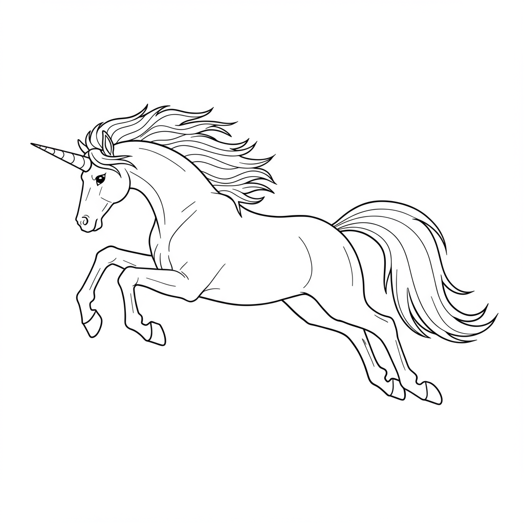 unicorn action coloring page