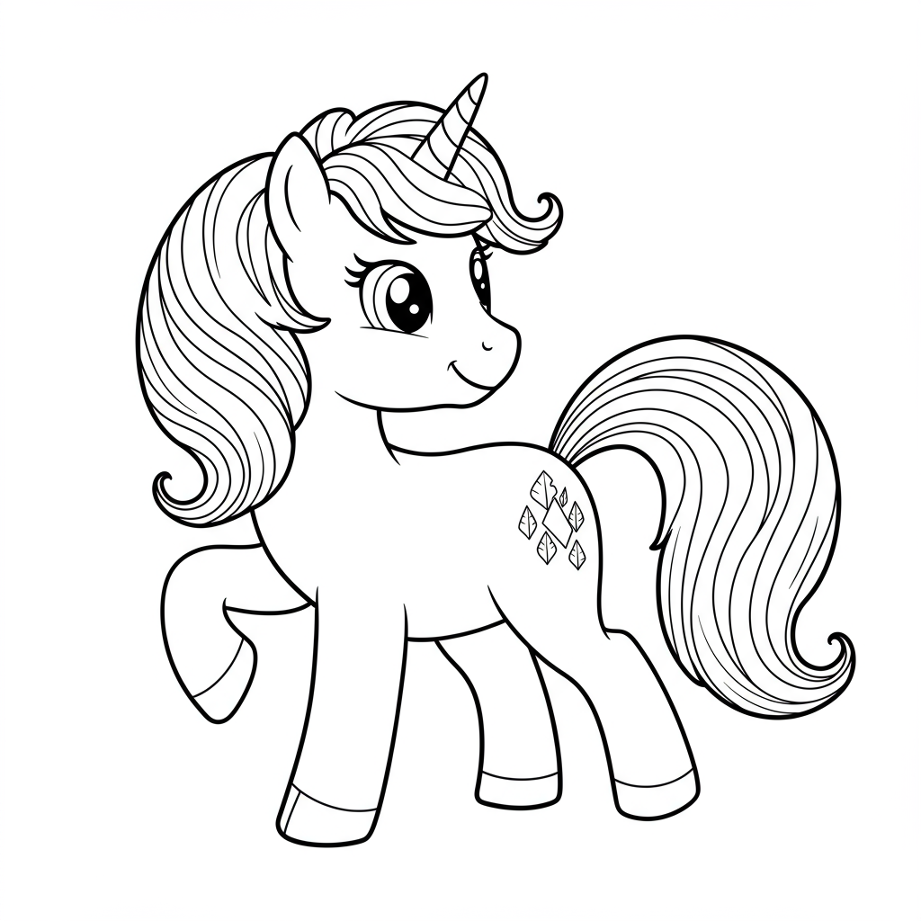 unicorn cartoon coloring page
