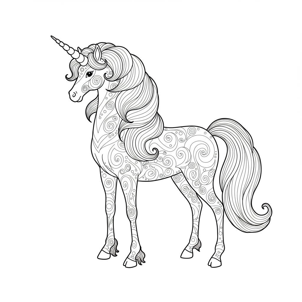 unicorn decorative coloring page