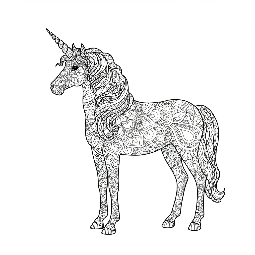 unicorn mandala coloring page