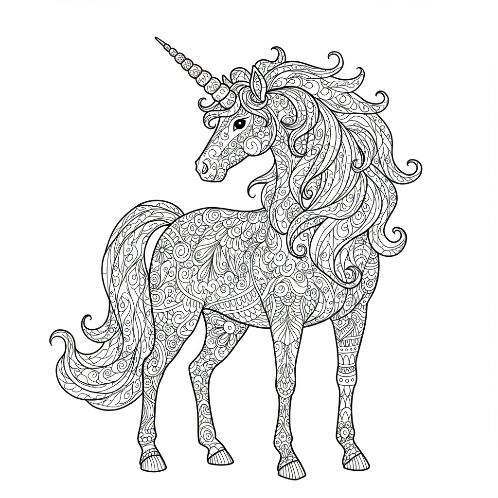 unicorn pattern coloring page