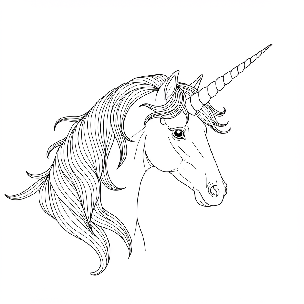 unicorn portrait coloring page