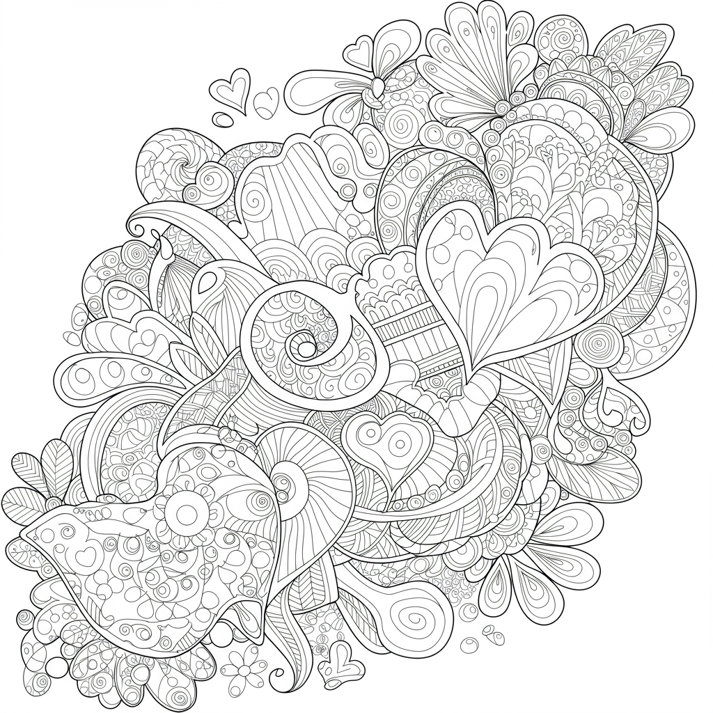 valentine's day color pages abstract coloring page