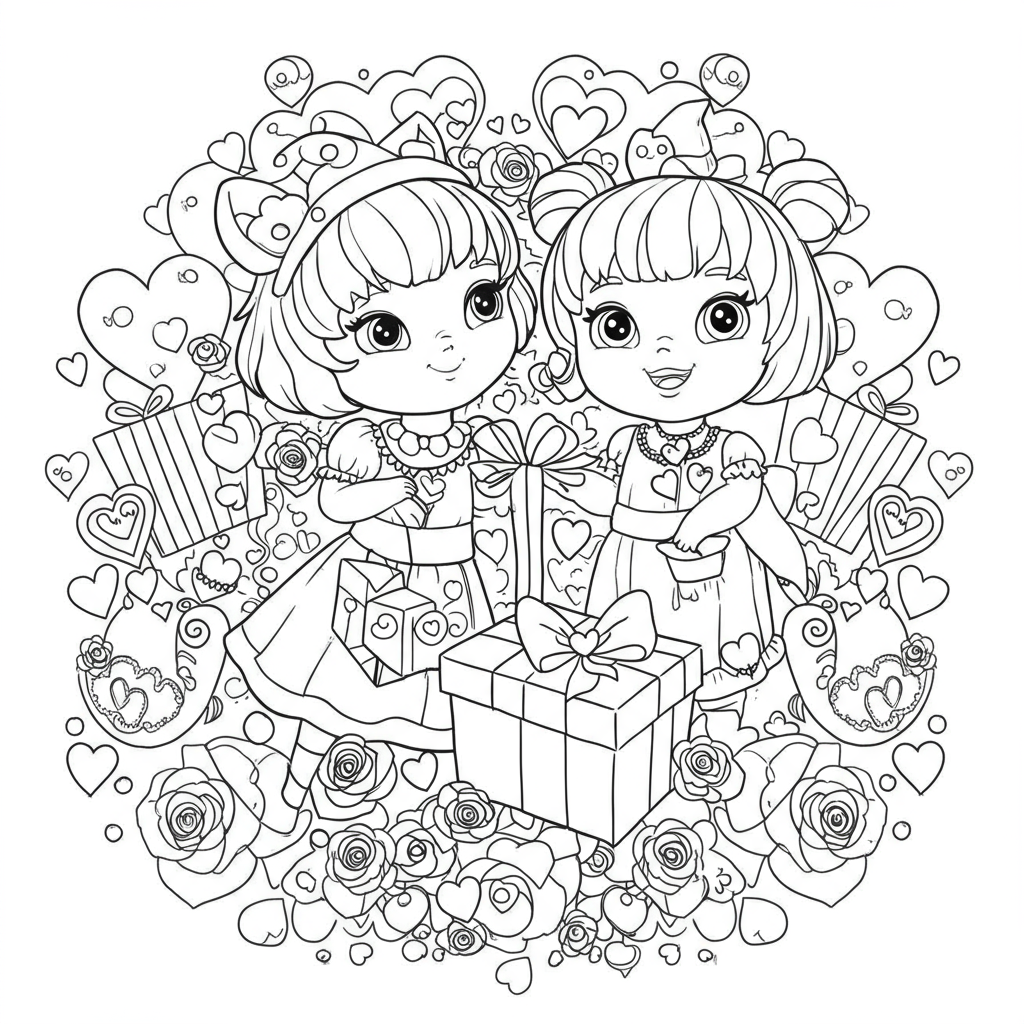 valentine's day color pages cute coloring page
