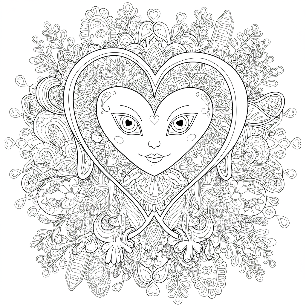 valentine's day color pages decorative coloring page