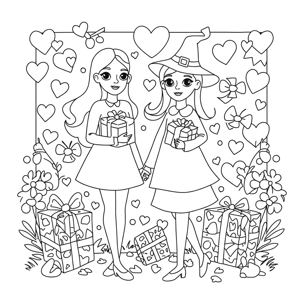 valentine's day color pages simple coloring page