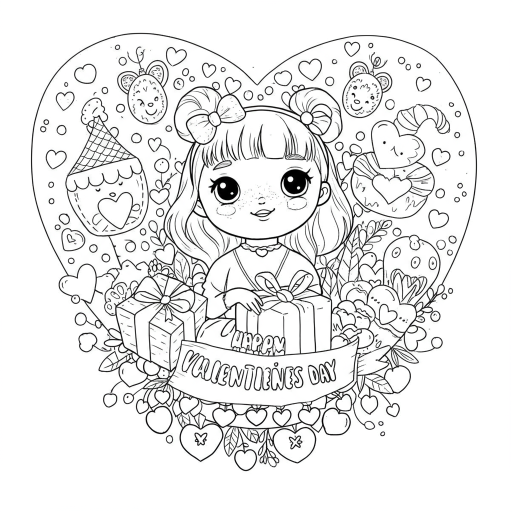 valentines day cute coloring page