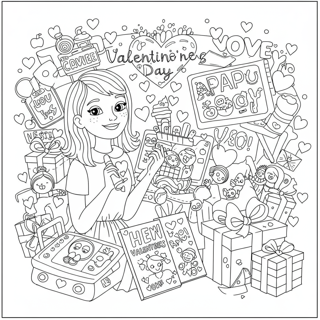 valentines day educational coloring page