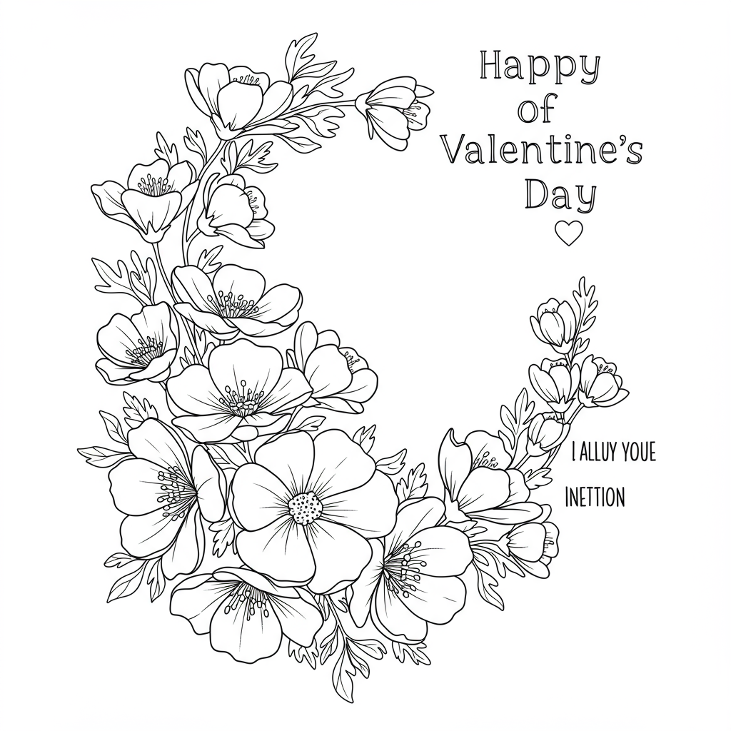 valentines day flowers coloring page