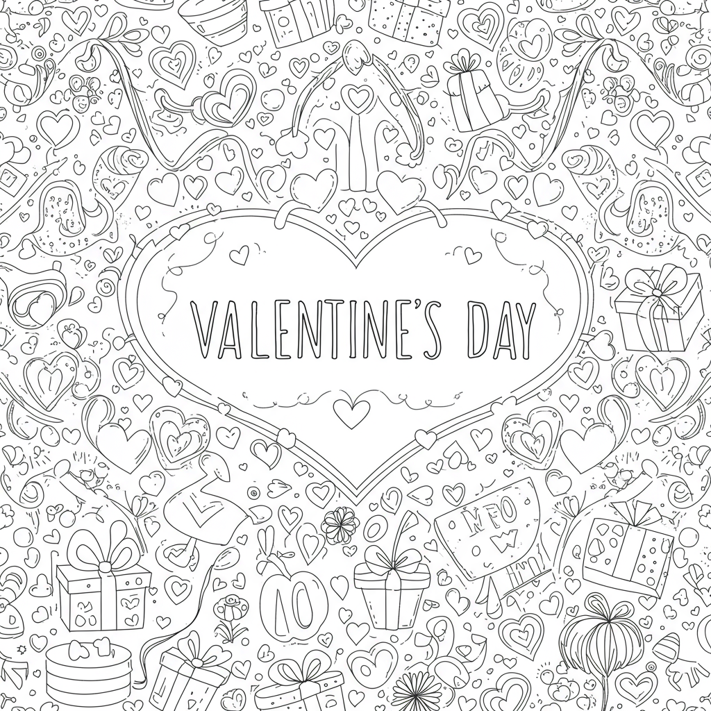 valentines day pattern coloring page