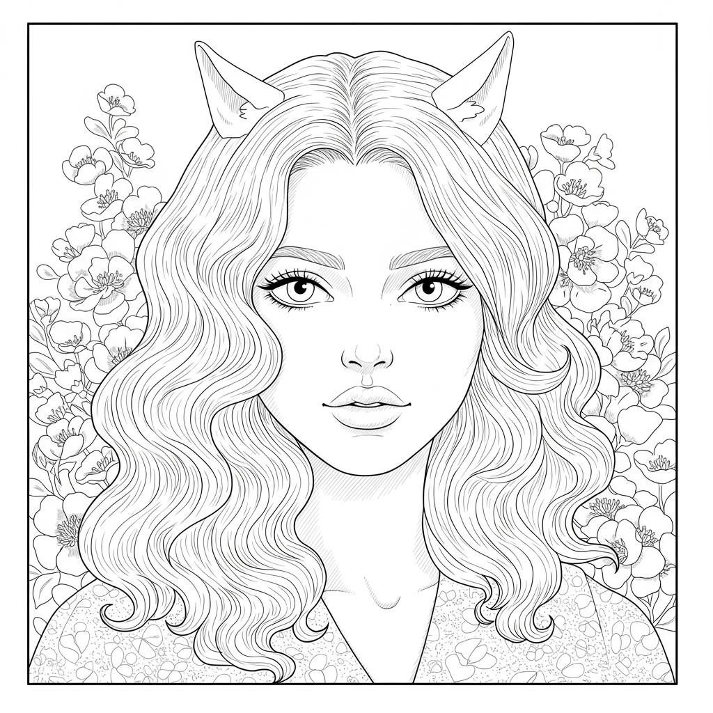 valentines day portrait coloring page