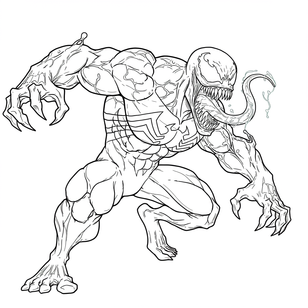 venom action coloring page
