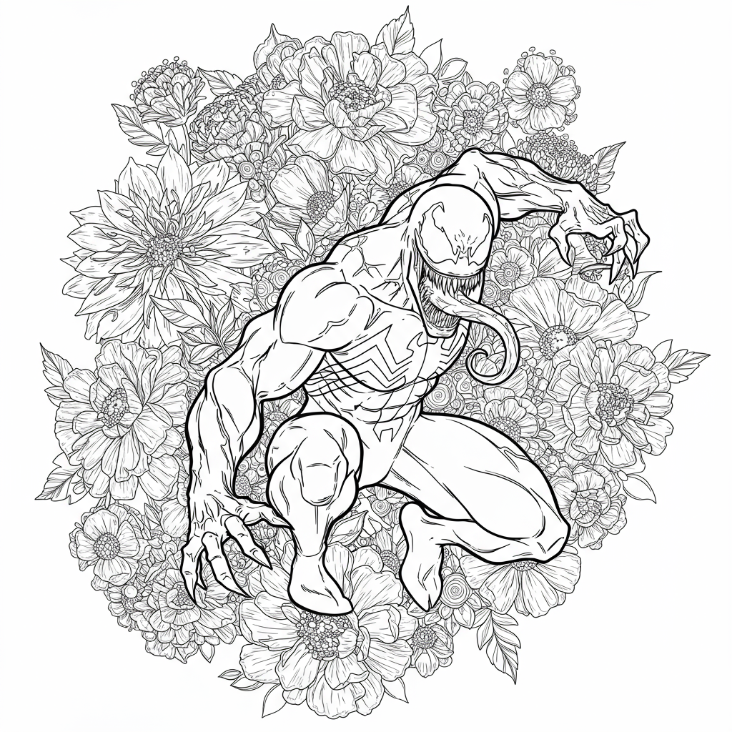 venom flowers coloring page