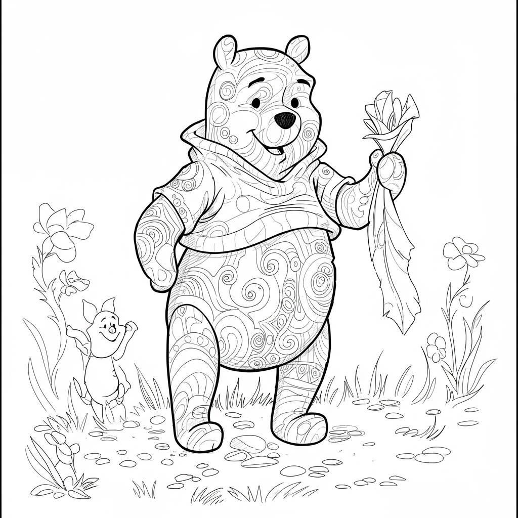 winnie the pooh abstract coloring page