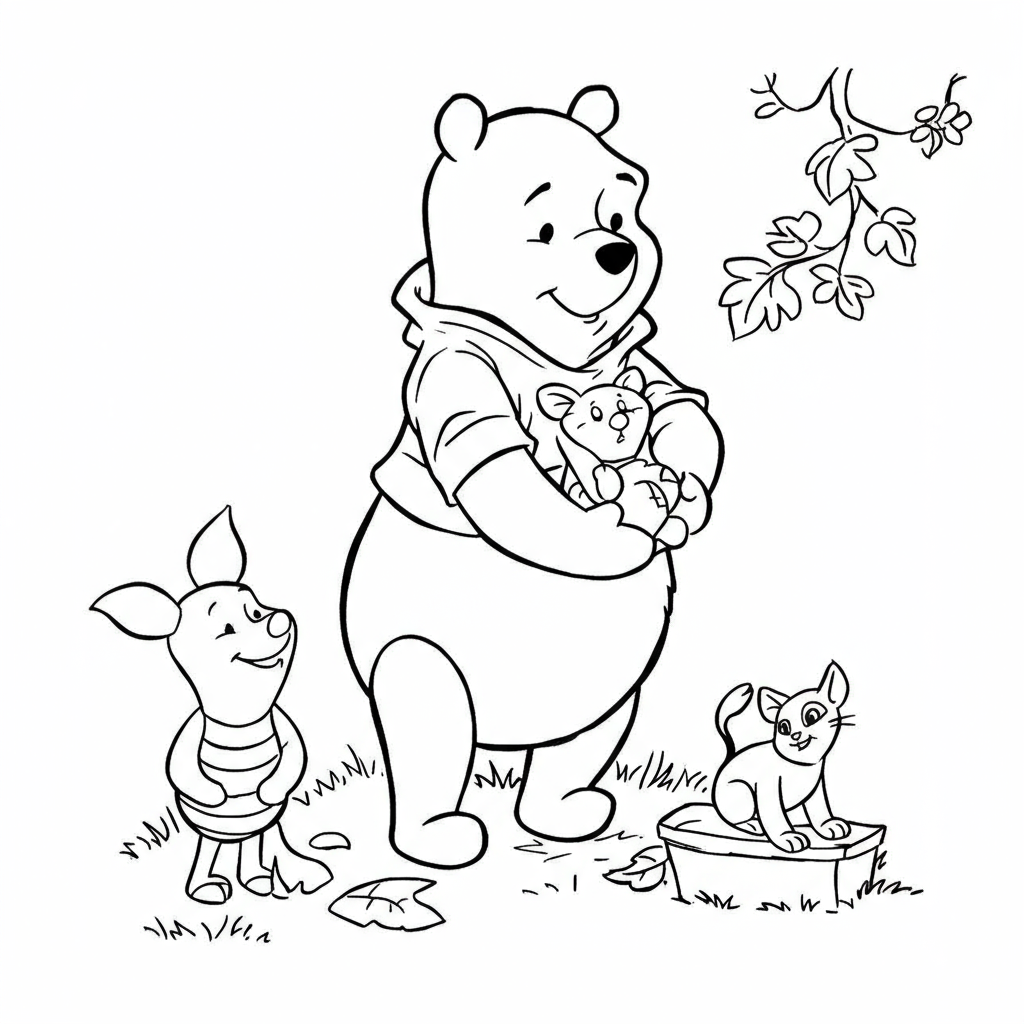 winnie the pooh cute coloring page