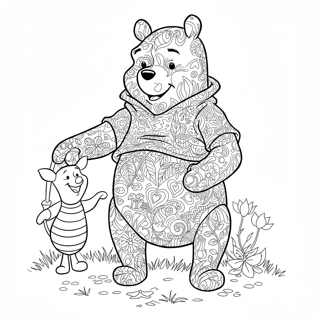 winnie the pooh decorative coloring page