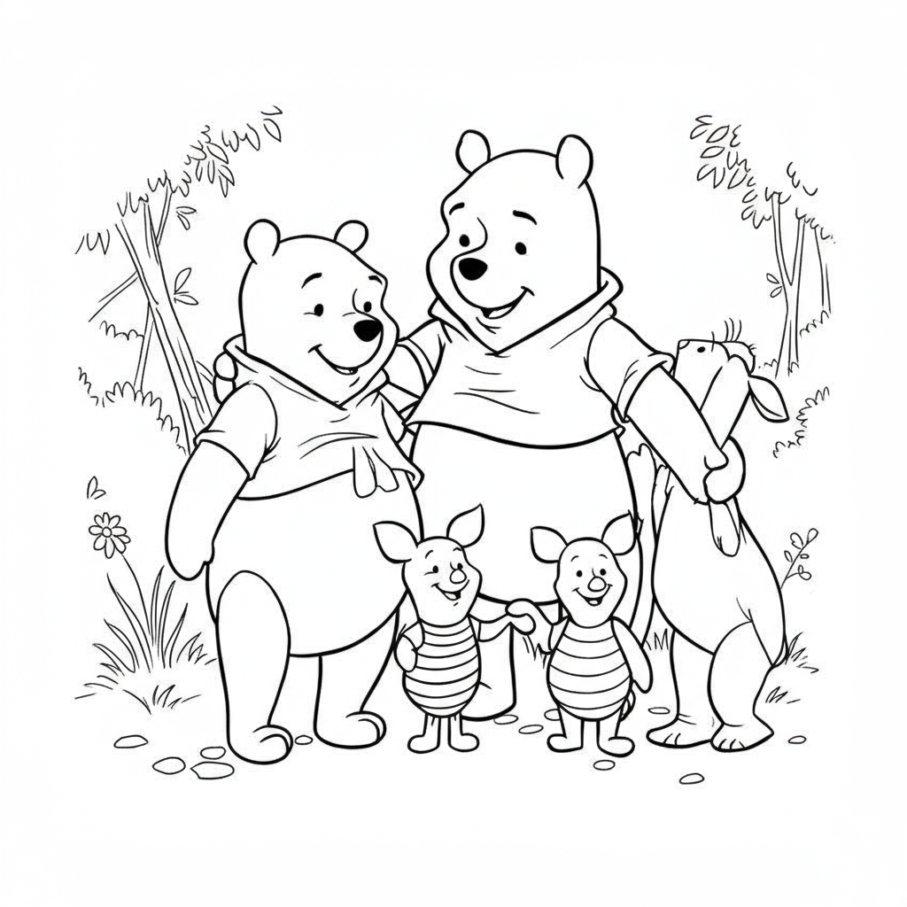 winnie the pooh family coloring page