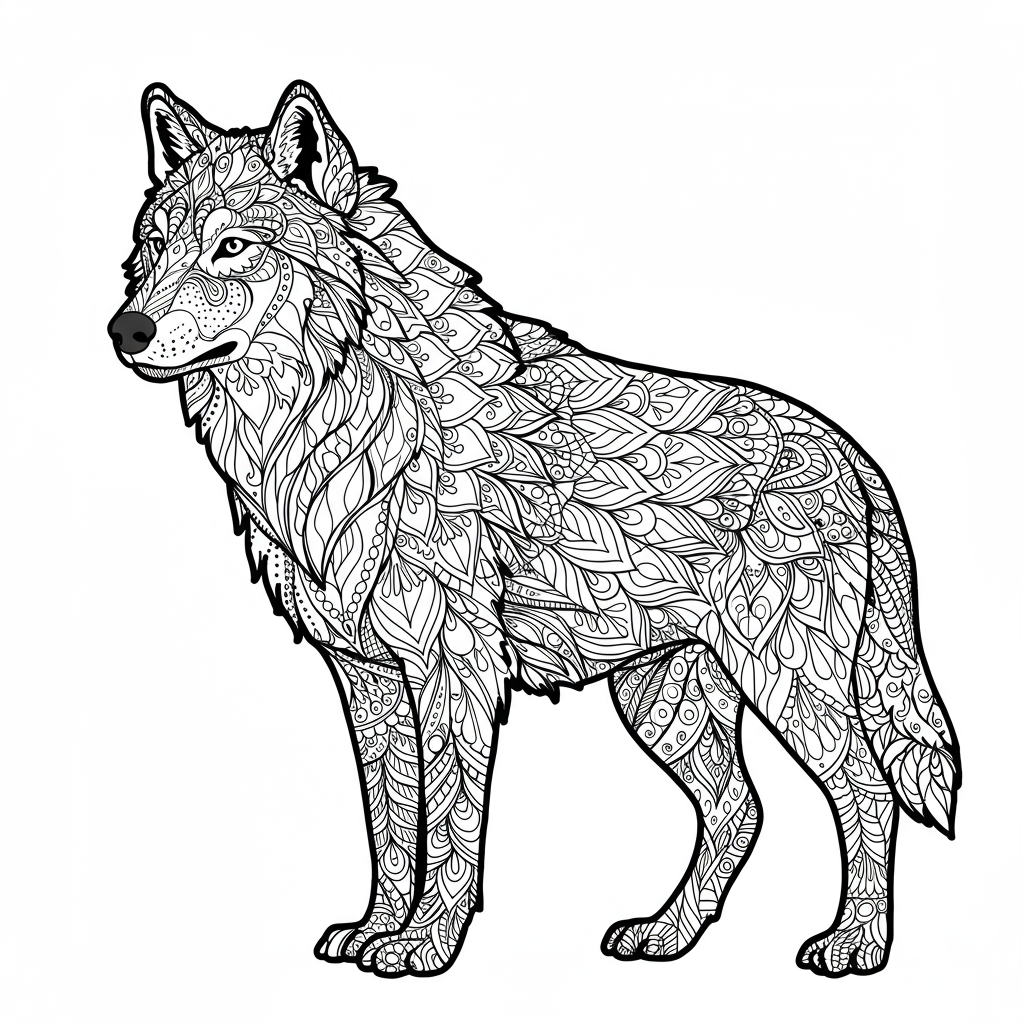 wolf mandala coloring page