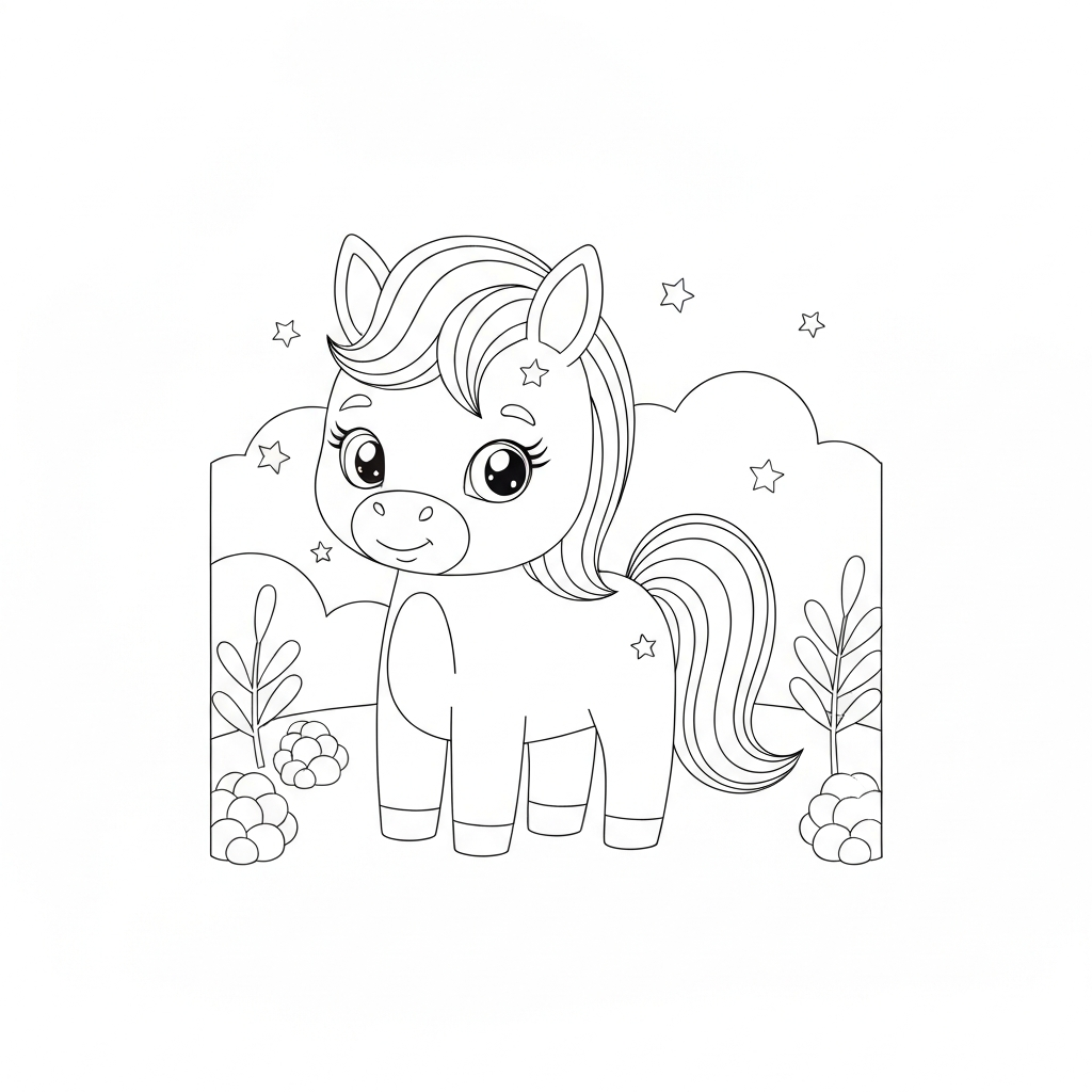 baby unicorn cartoon coloring page