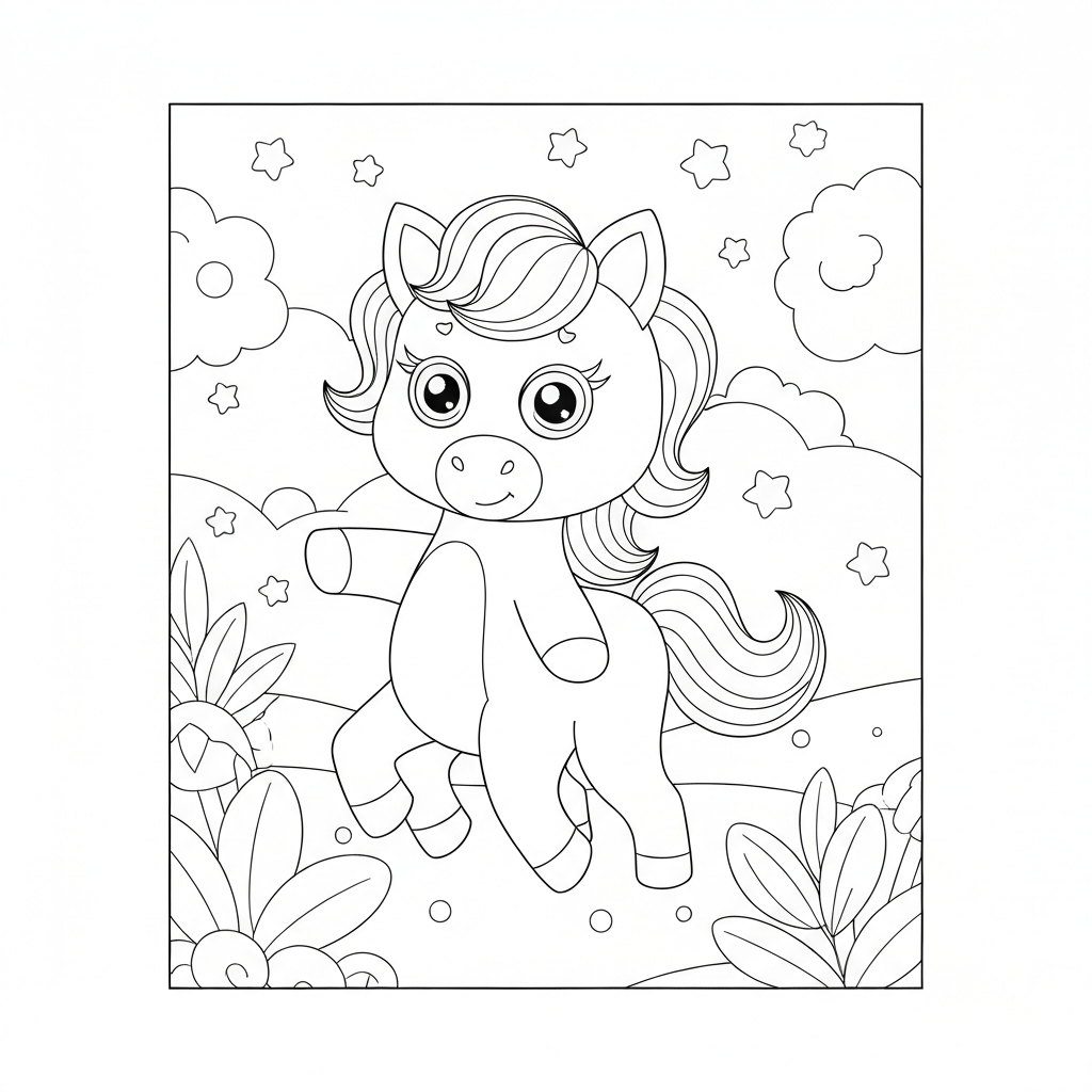 baby unicorn cute coloring page