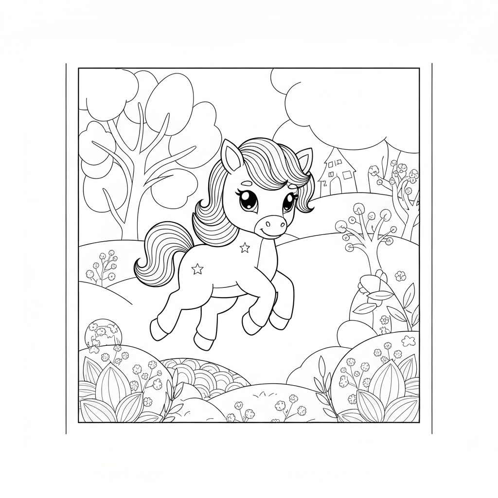 baby unicorn decorative coloring page