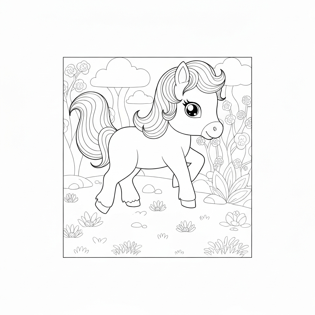 baby unicorn easy coloring page