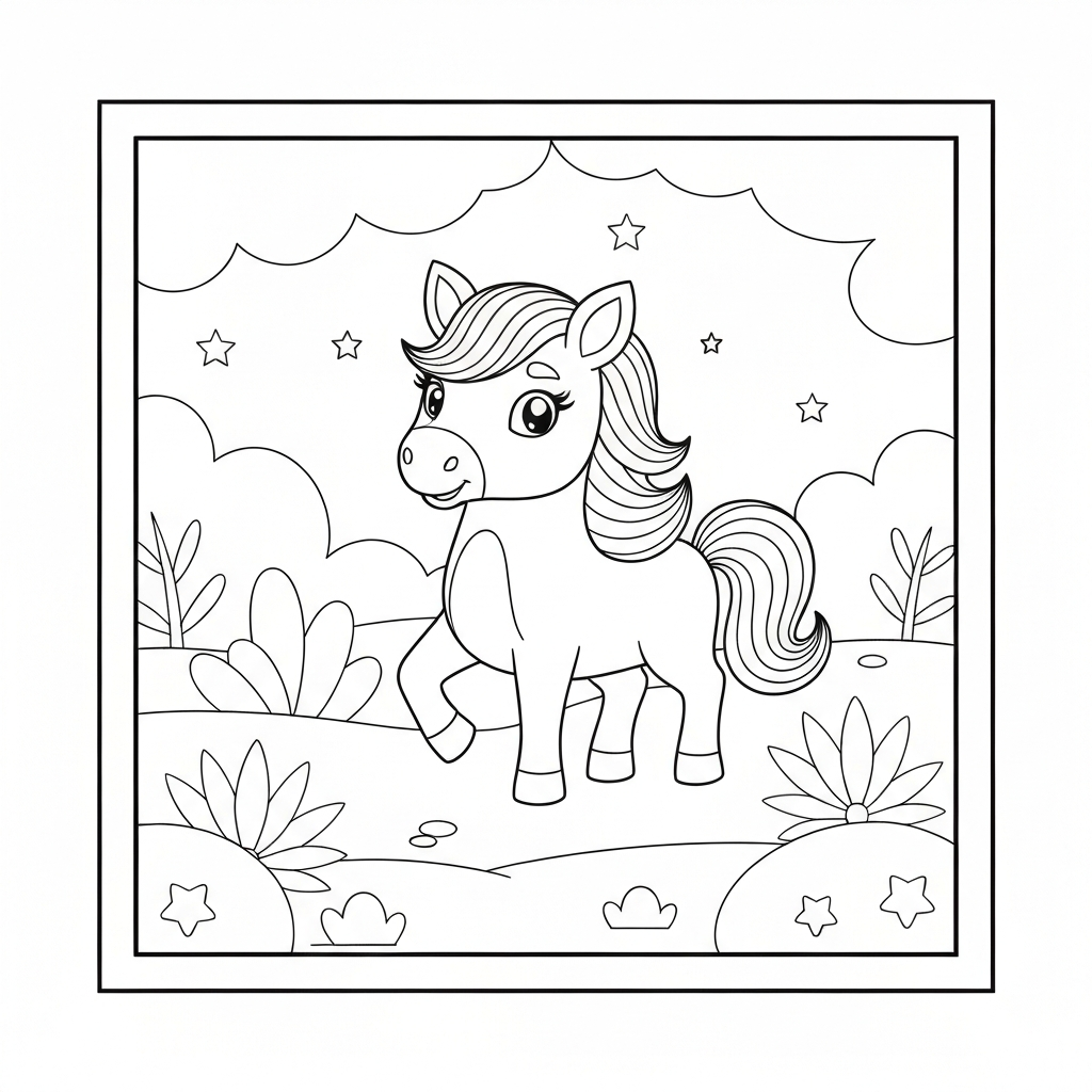 baby unicorn educational coloring page