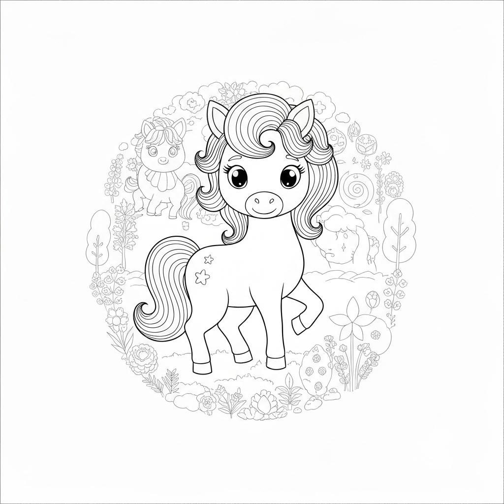 baby unicorn pattern coloring page
