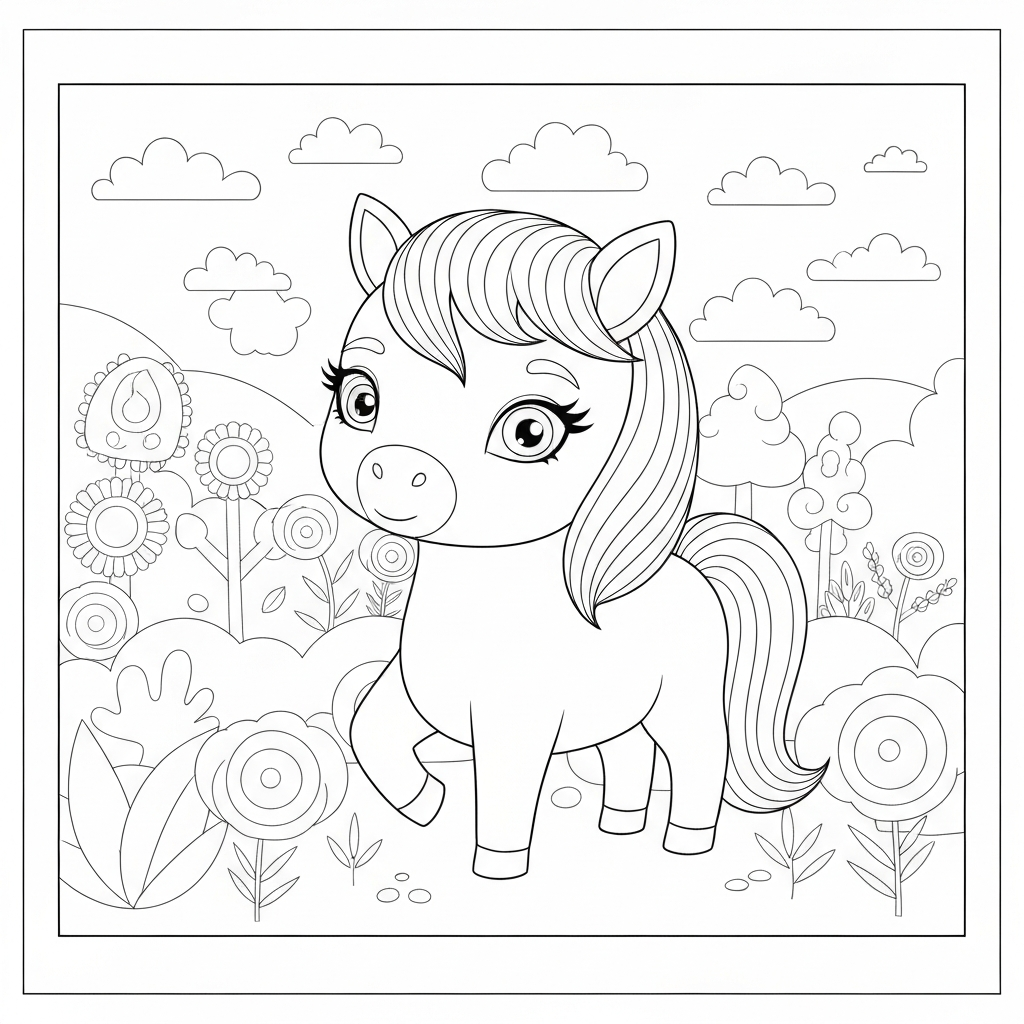 baby unicorn portrait coloring page