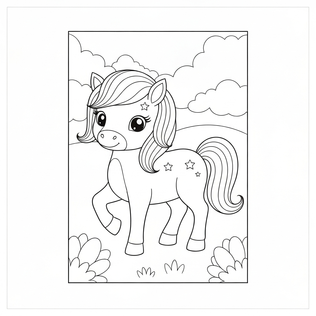 baby unicorn simple coloring page