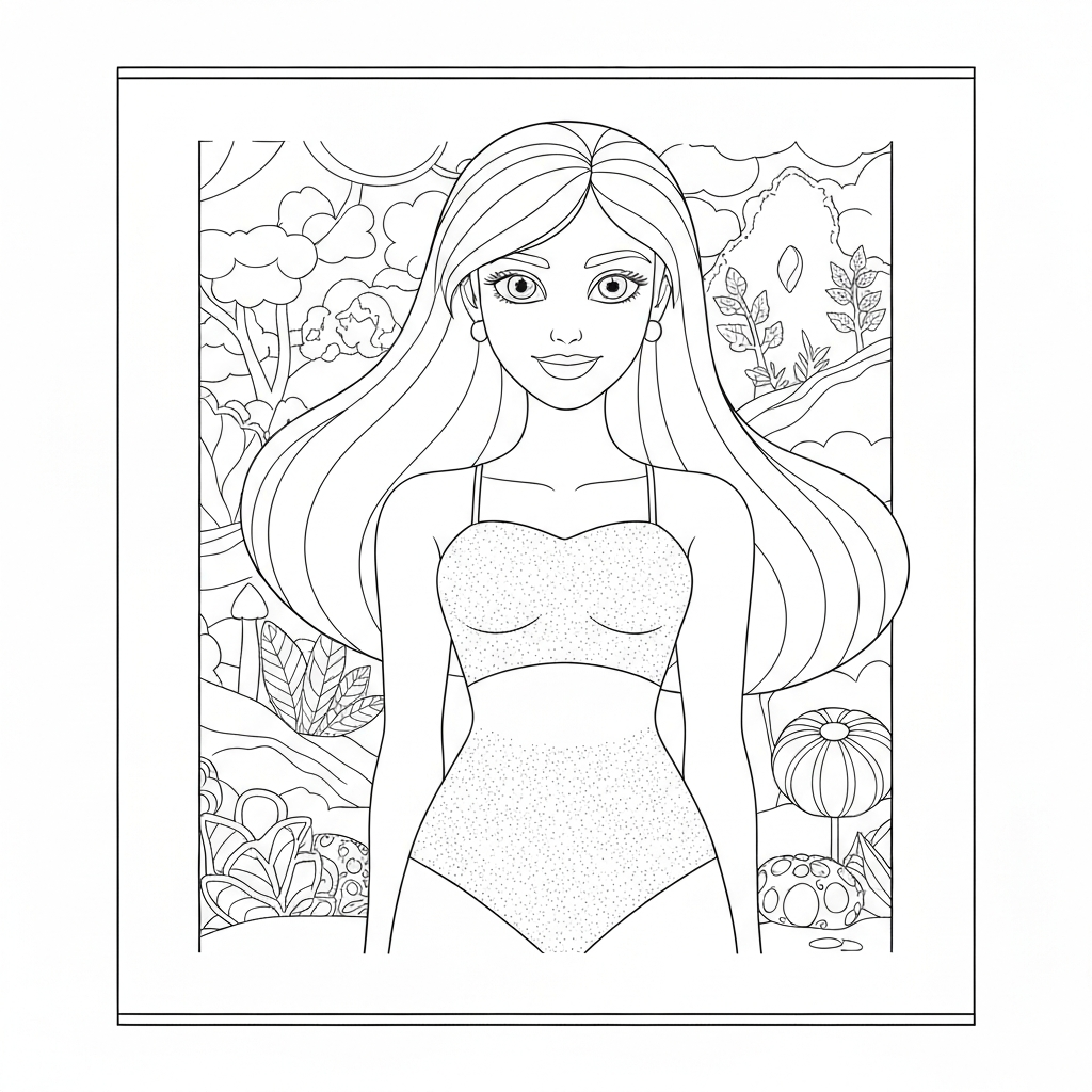 barbie printbare portret kleurplaat