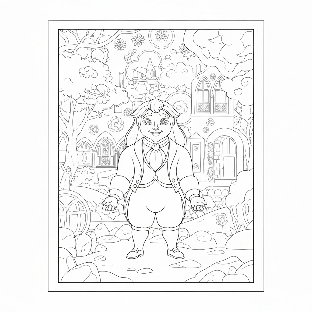 beauty and the beast educational coloring page