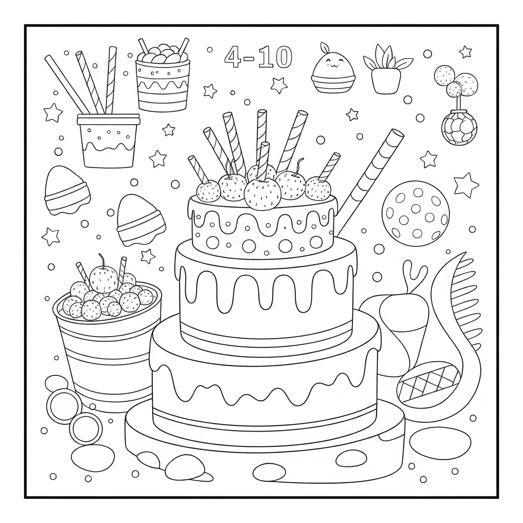 birthday cake abstract coloring page