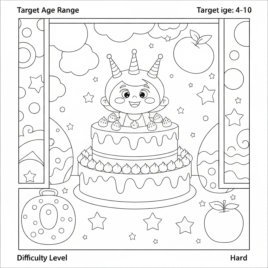 birthday cake baby coloring page
