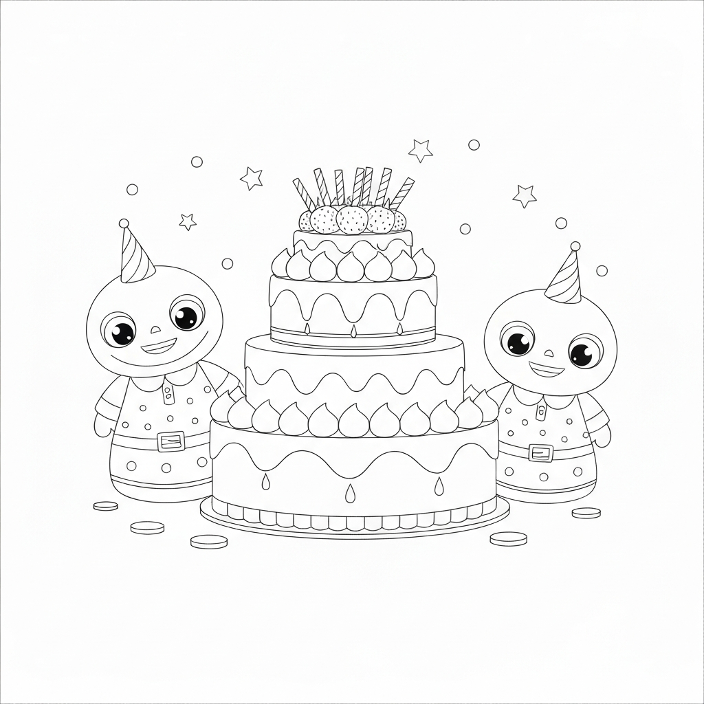 birthday cake cute coloring page