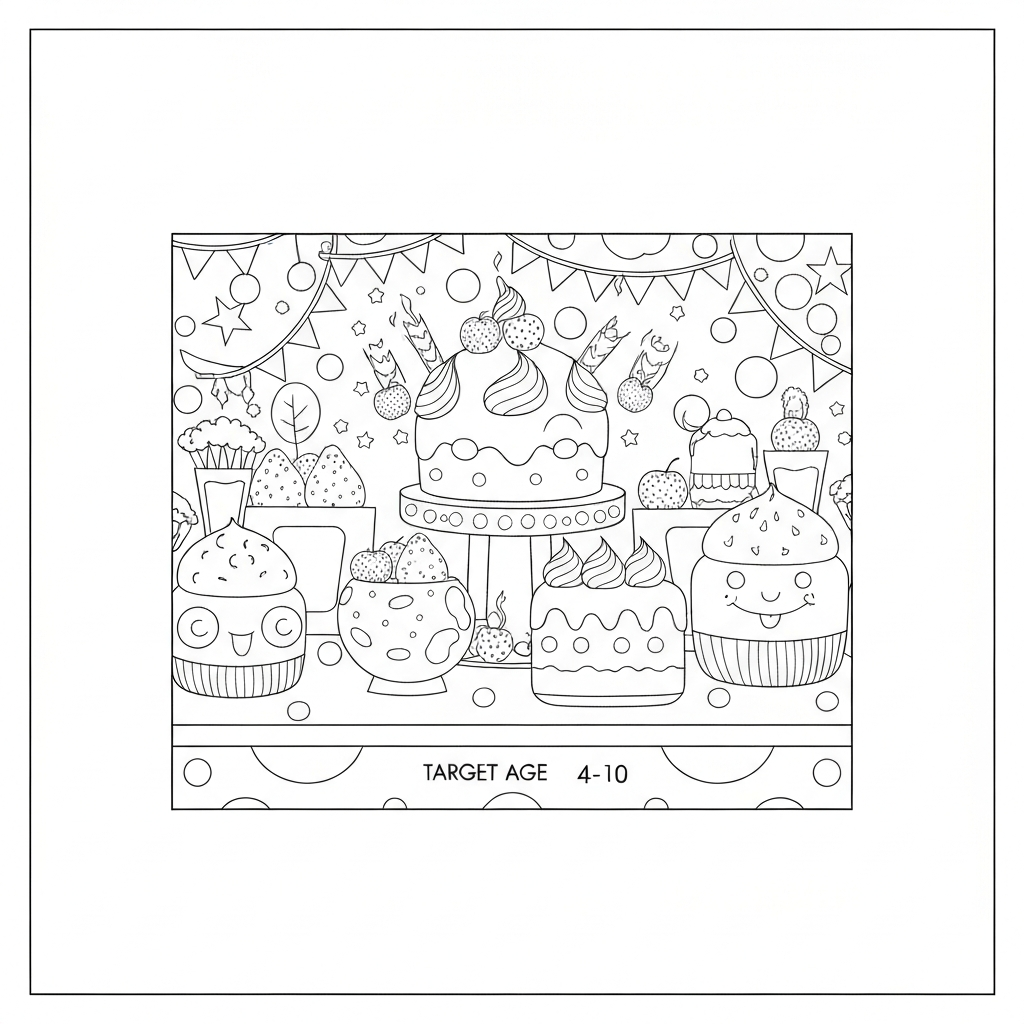 birthday cake educational coloring page
